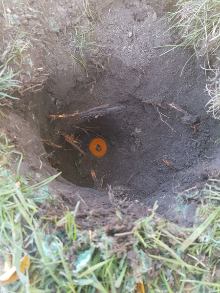 Survey Post under a Utility Line